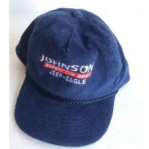 Vintage Jeep Hat 80s 90s Automotive Logo Corduroy Snapback‎ Cap Blue